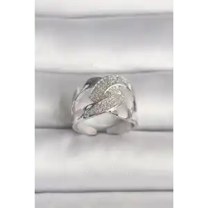Pirinç Gümüş Renk Ayarlanabilir Zirkon Taşlı Kadın Yüzük