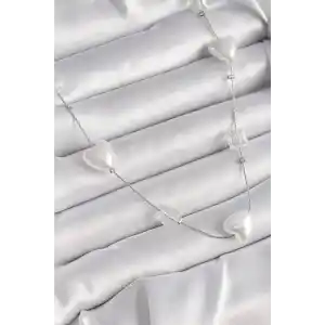 Pirinç Gümüş Renk Beyaz İnci Kalp Model Kadın Kolye