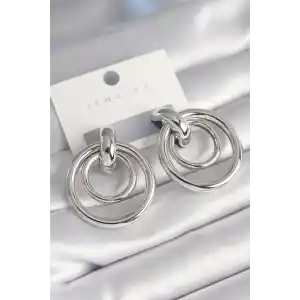 Pirinç Gümüş Renk Halka Model Kadın Küpe