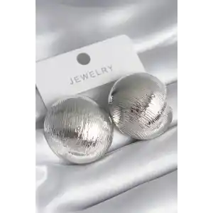 Pirinç Gümüş Renk İşleme Detay Daire Model Kadın Küpe