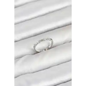 Pirinç Gümüş Renk Lazer Kesim Kadın Yüzük