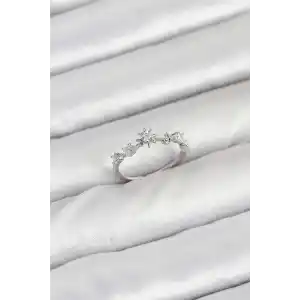 Pirinç Gümüş Renk Manifest Kadın Yüzük