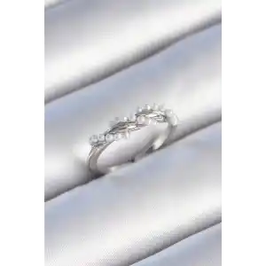 Pirinç Gümüş Renk Sarmal İnci Model Kadın Yüzük