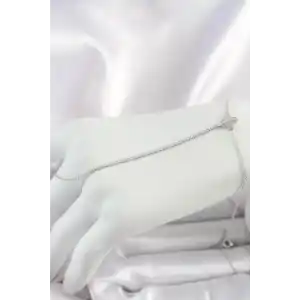 Pirinç Gümüş Renk Su Yolu Zirkon Taşlı İşlemeli Yonca Model Kadın Şahmeran