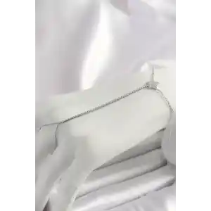 Pirinç Gümüş Renk Su Yolu Zirkon Taşlı Yıldız Model Kadın Şahmeran