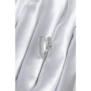 Pirinç Gümüş Renk Zirkon Taşlı Çivi Model Kadın Yüzük