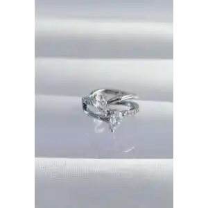 Pirinç Gümüş Renk Zirkon Taşlı Damla Earcuff Küpe