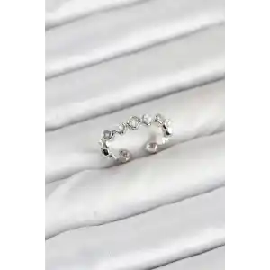 Pirinç Gümüş Renk Zirkon Taşlı İncili Kadın Yüzük