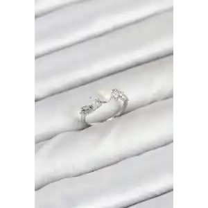 Pirinç Gümüş Renk Zirkon Taşlı İncili Model Kadın Yüzük