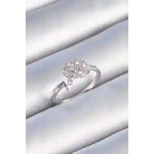 Pirinç Gümüş Renk Zirkon Taşlı Kadın Yüzük