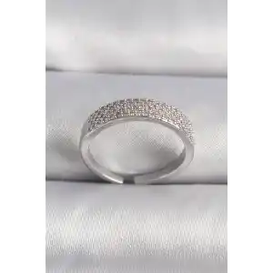 Pirinç Gümüş Renk Zirkon Taşlı VIP Seri Kadın Yüzük