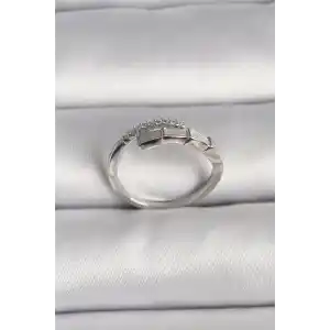Pirinç Gümüş Renk Zirkon Taşlı Yılan Model Ayarlanabilir Yüzük