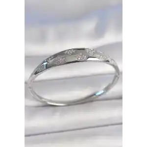 Pirinç Gümüş Renk Zirkon Taşlı Yıldız İşlemeli Kadın Kelepçe