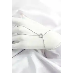 Pirinç Gümüş Renk Zirkon Taşlı Yıldız Model Şahmeran