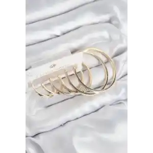 Pirinç Halka Model Gold Renk Kadın Set Küpe