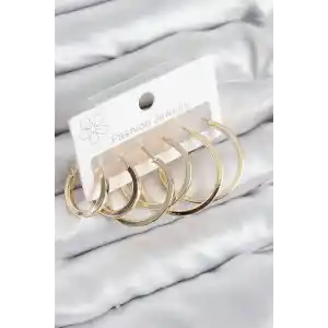 Pirinç Halka Model Gold Renk Kadın Set Küpe