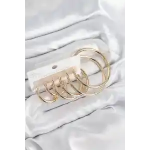 Pirinç Halka Model Gold Renk Kadın Set Küpe