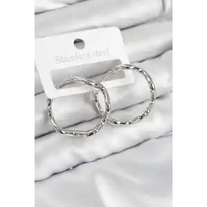 Pirinç Halka Model Gümüş Renk Kadın Küpe