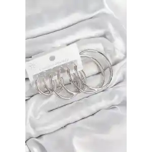 Pirinç Halka Model Gümüş Renk Kadın Set Küpe