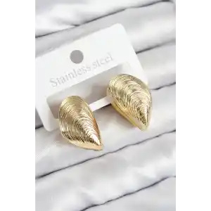 Pirinç İstiridye Model Gold Renk Kadın Küpe