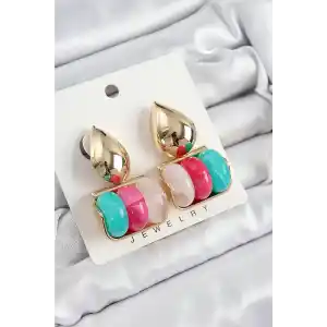 Pirinç Karışık Renk Vintage Model Kadın Küpe