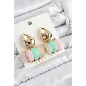 Pirinç Karışık Renk Vintage Model Kadın Küpe