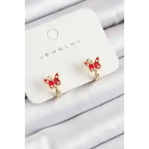 Pirinç Kelebek Model Gold Renk Çocuk Küpe