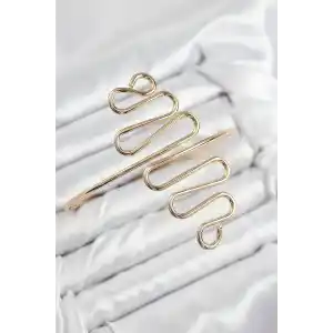 Pirinç Kıvrımlı Model Gold Renk Kadın Pazu Bileklik