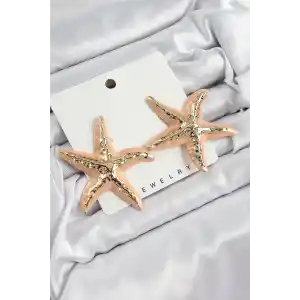 Pirinç Krem Deniz Yıldızı Model Vintage Kadın Küpe