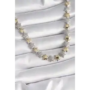 Pirinç Mix Renk Zirkon Taşlı Yıldız Model VIP Exclusive Seri Kadın Kolye