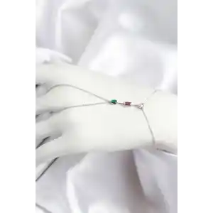 Pirinç Renkli Zirkon Taşlı Model Gümüş Renk Şahmeran