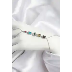 Pirinç Renkli Zirkon Taşlı Model Gümüş Renk Şahmeran