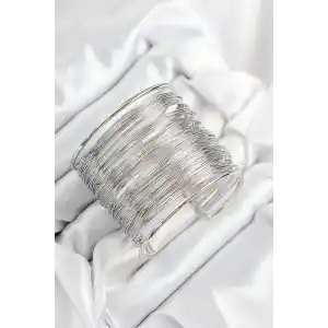 Pirinç Tel Sarma Model Gümüş Renk Kadın Bileklilk