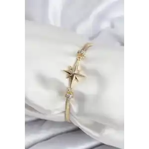 Pirinç VIP Seri Gold Renk Kutup Yıldızı Model Kadın Bileklik