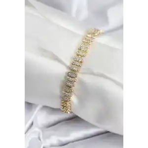 Pirinç VIP Seri Gold Renk Oval Sıralı Kadın Bileklik