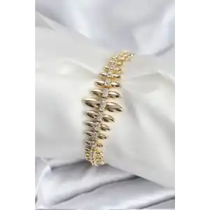 Pirinç VIP Seri Gold Renk Sıralı Damla Model Kadın Bileklik