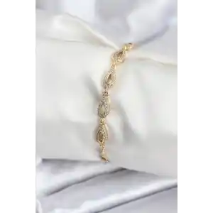 Pirinç VIP Seri Gold Renk Sıralı Damla Model Kadın Bileklik