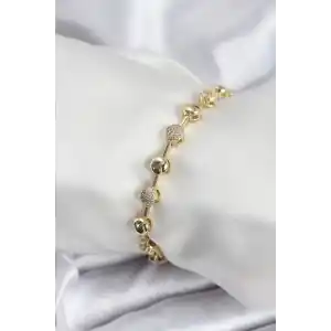 Pirinç VIP Seri Gold Renk Topçuk Model Kadın Bileklik