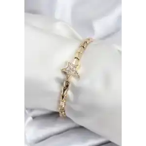 Pirinç VIP Seri Gold Renk Zirkon Taşlı Yıldız Model Kadın Bileklik