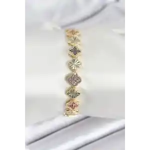 Pirinç VIP Seri Yonca Zirkon Taşlı Kadın Bileklik