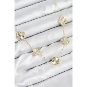 Pirinç VIP Yonca Model Gold Renk Kadın Kolye