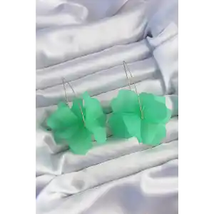 Pirinç Yeşil Renkli Flora Küpe