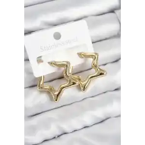 Pirinç Yıldız Model Gold Renk Kadın Küpe