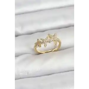 Pirinç Yıldız Model Gold Renk Kadın Yüzük