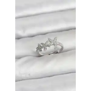 Pirinç Yıldız Model Gümüş Renk Kadın Yüzük