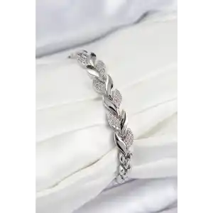 Pirinç Zirkon Taşlı Balık Kuyruğu Model Gümüş Renk Kadın Bileklik