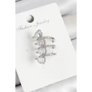 Pirinç Zirkon Taşlı Damla Model Gümüş Renk Sağ Kıkırdak Küpe