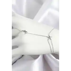 Pirinç Zirkon Taşlı Deniz Atı Ve Yıldız Model Gümüş Renk Şahmeran