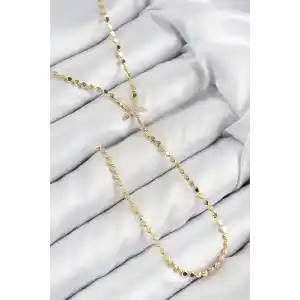 Pirinç Zirkon Taşlı Ezme Zincirli Deniz Yıldızı Model Gold Renk Y Kolye