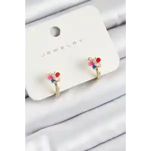 Pirinç Zirkon Taşlı Kelebek Model Gold Renk Çocuk Küpe